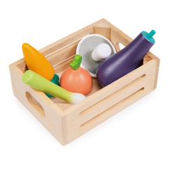 Jouet-Jeux d'imitation-Cuisines et dinette-Panier de légumes en bois – Jeu de dînette pour enfants
