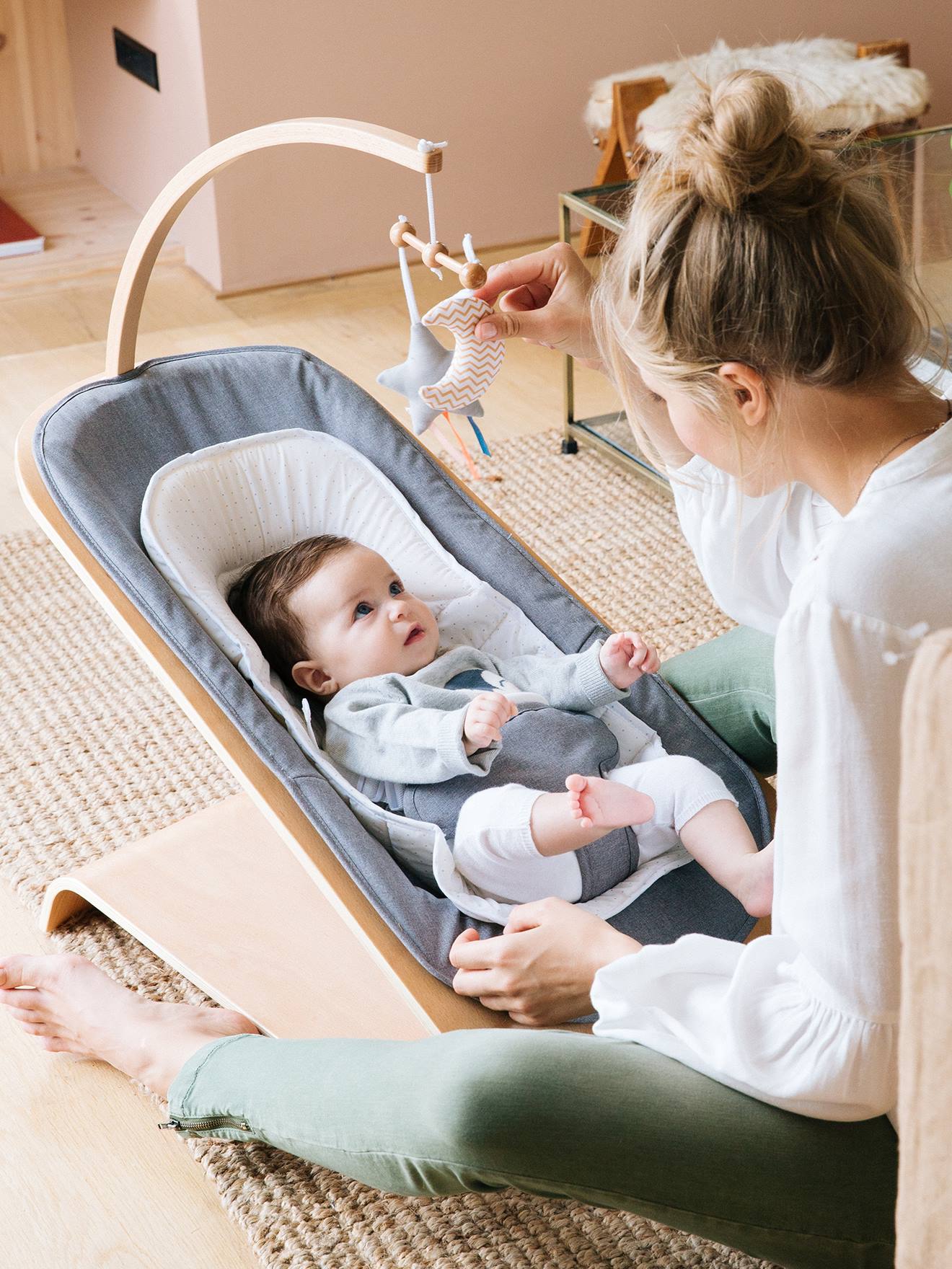 Transat Bois Babyrythm Naturel Gris Vertbaudet