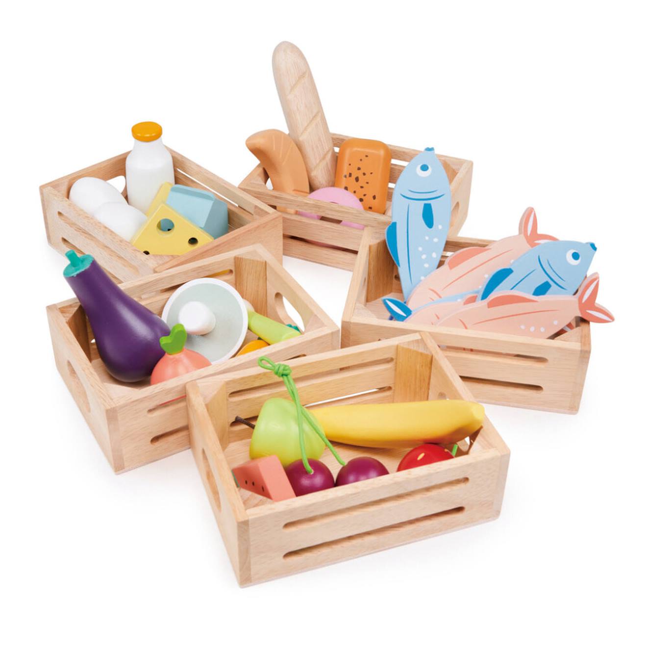 Panier De Fruits En Bois – Jeu De Dînette Pour Enfants Multicolor (Mentari) - Image 1