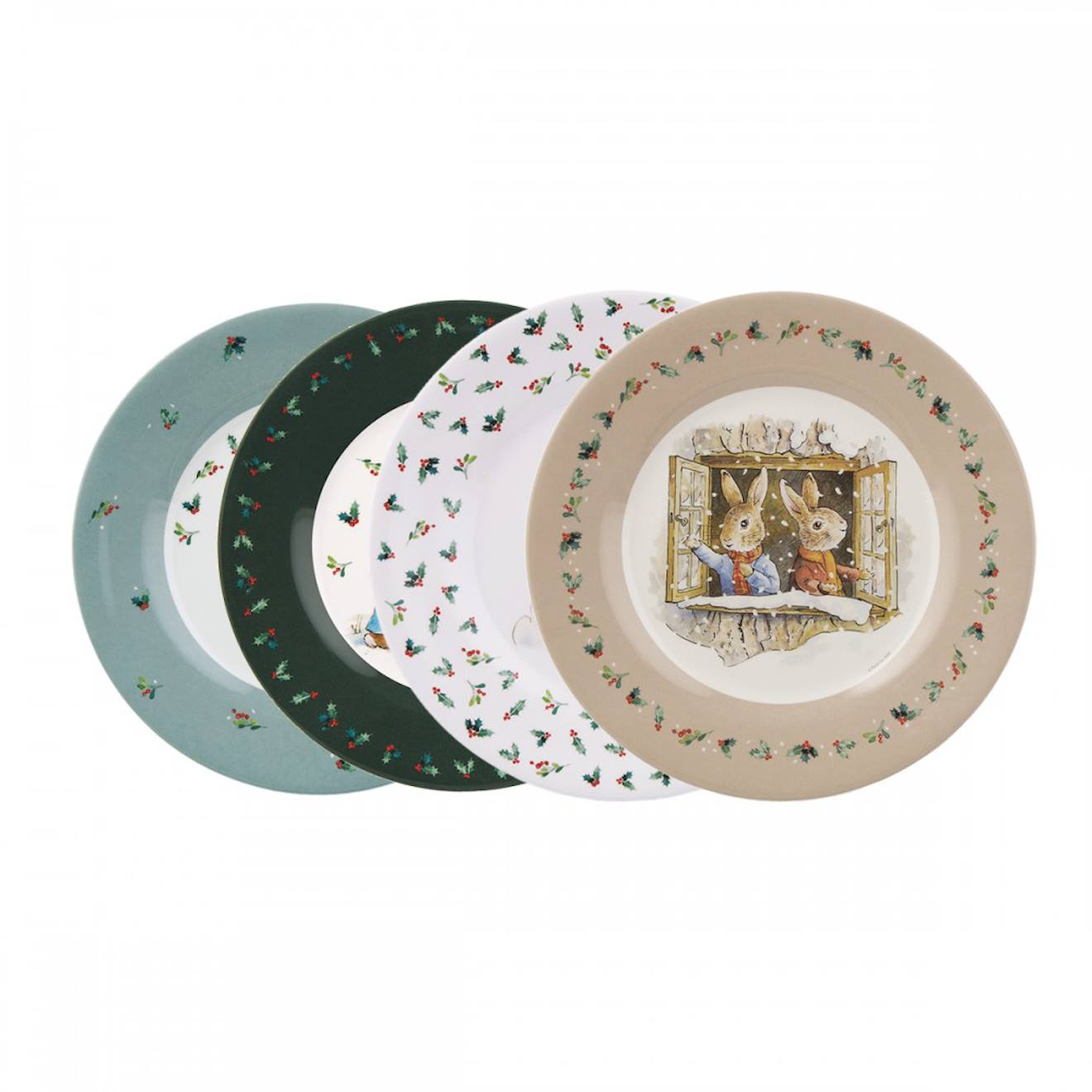 4 Assiettes Pierre Lapin Noël 20 Cm Blanc (Petit Jour) - Image 1