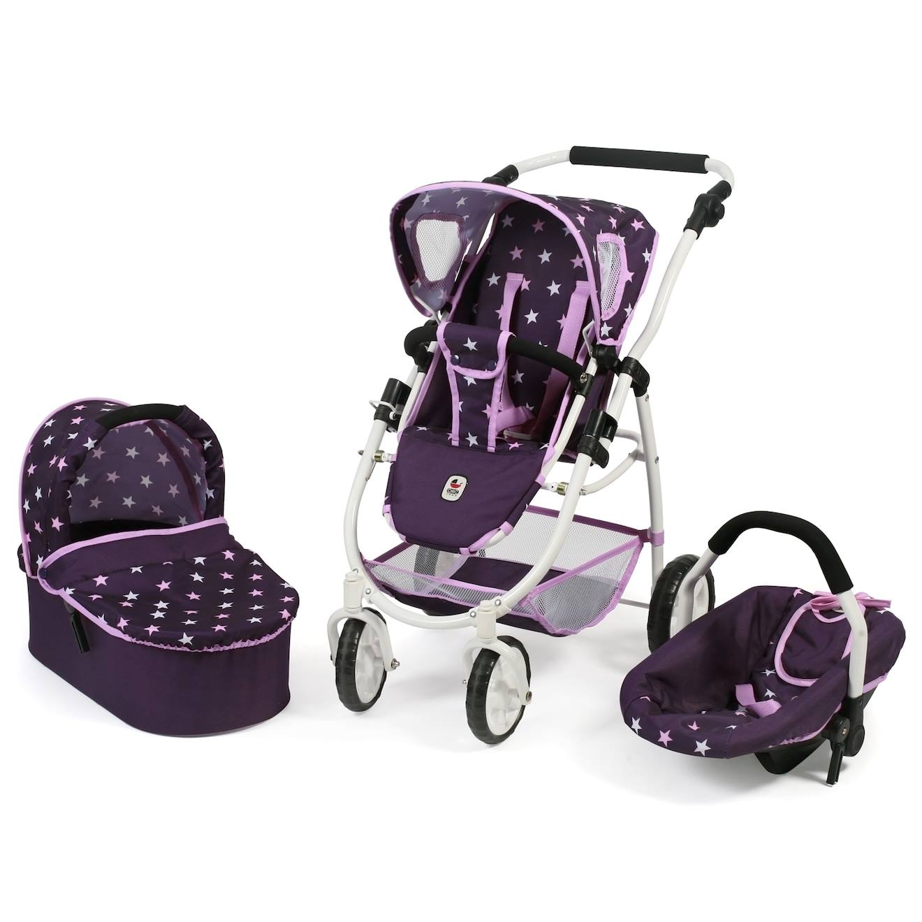 La Poussette Combinée 3 En 1 Emotion all In Pour Poupons Violet Étoiles