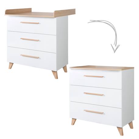 Chambre bébé évolutive 2 pièces avec soft-close LEON Blanc - chêne othello 3 - vertbaudet enfant 