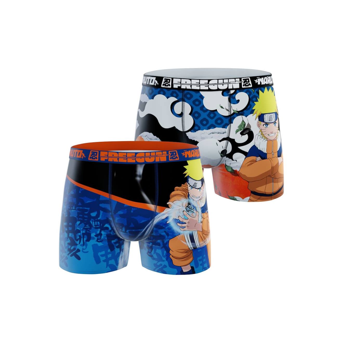 Lot De 2 Boxers Naruto Classic Naruto Bleu/orange/noir/blanc