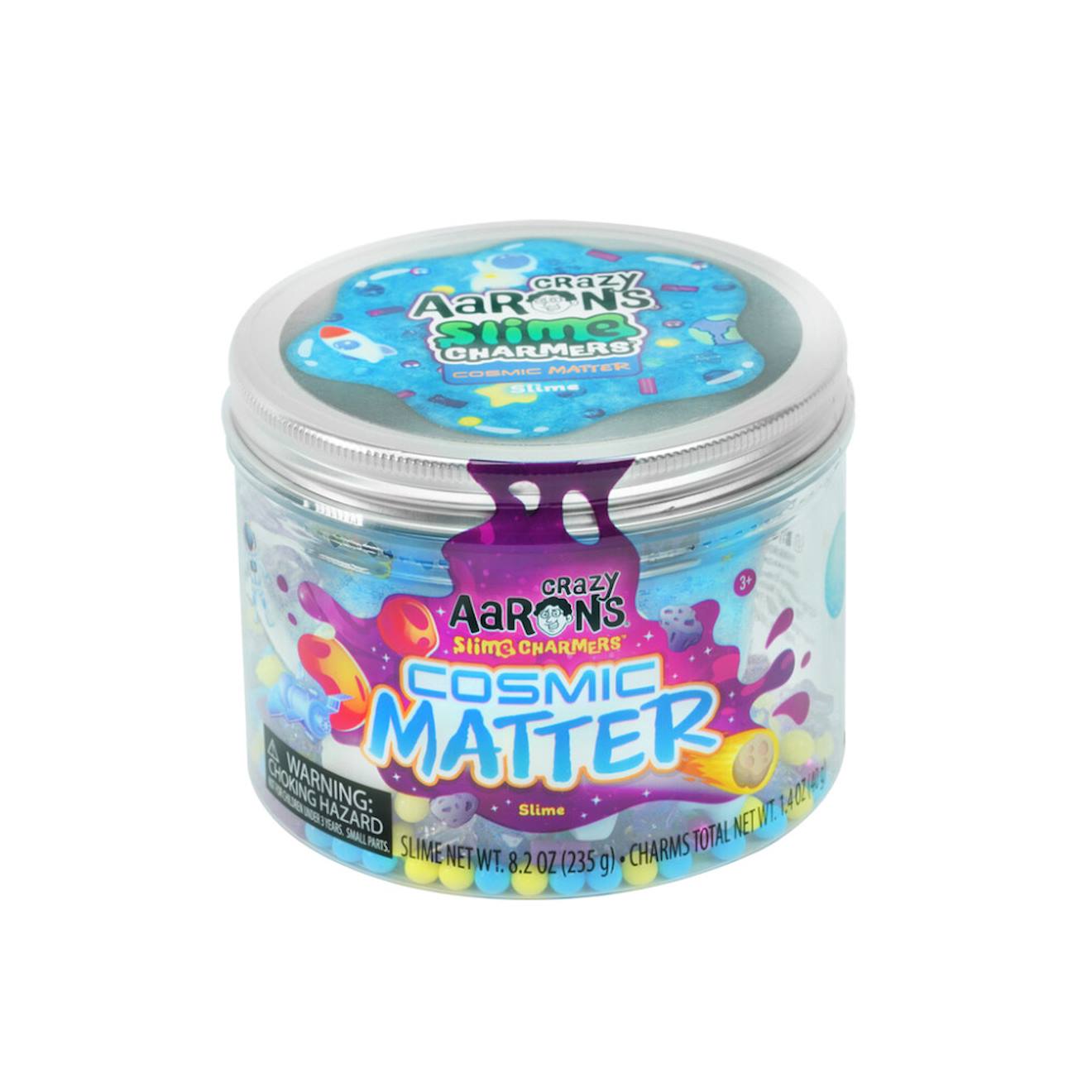 Slime bleu Cosmic Matter avec charms de l espace Crazy Aaron s Slime Charmers blue