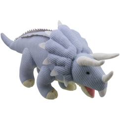 Jouet-Premier âge-Peluche Triceratops tricoté bleu – Grand modèle