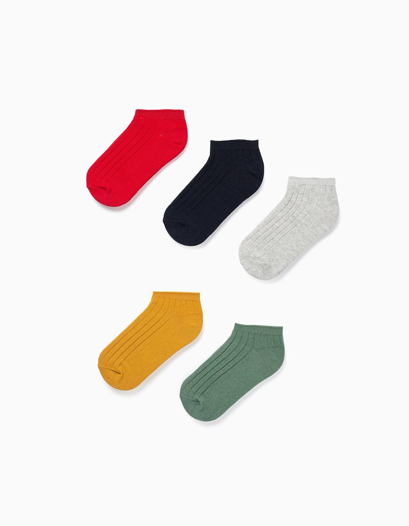 Pack De 5 Paires De Socquettes Côtelées Unies Multicolore