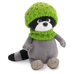 Jouet-Premier âge-Peluche raton laveur avec bonnet vert 15 cm
