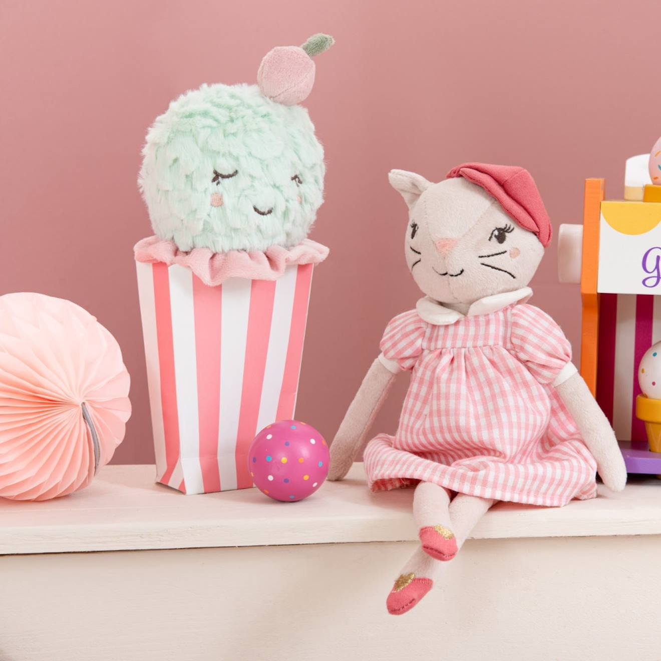 Hochet Peluche Glace À La Menthe Vert D'eau, Rose (Amadeus Les Petits) - Image 2