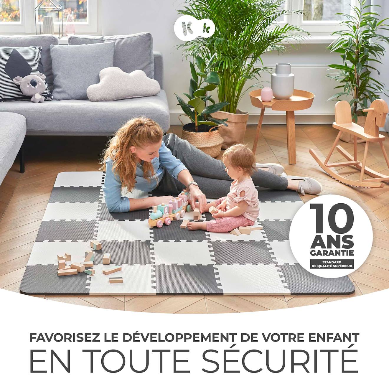 Tapis De Jeu Puzzle Pour Enfants - Mousse Douce Et Antidérapante Jaune (Kinderkraft) - Image 1