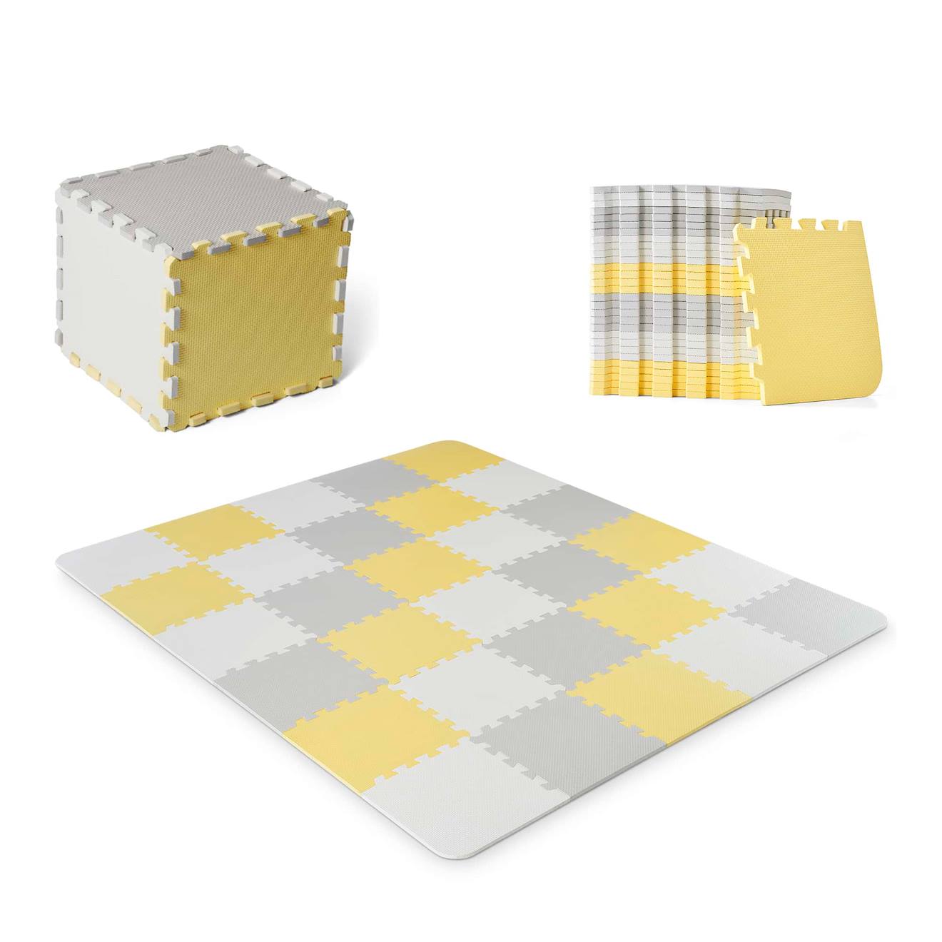 Tapis De Jeu Puzzle Pour Enfants - Mousse Douce Et Antidérapante Jaune (Kinderkraft) - Couverture