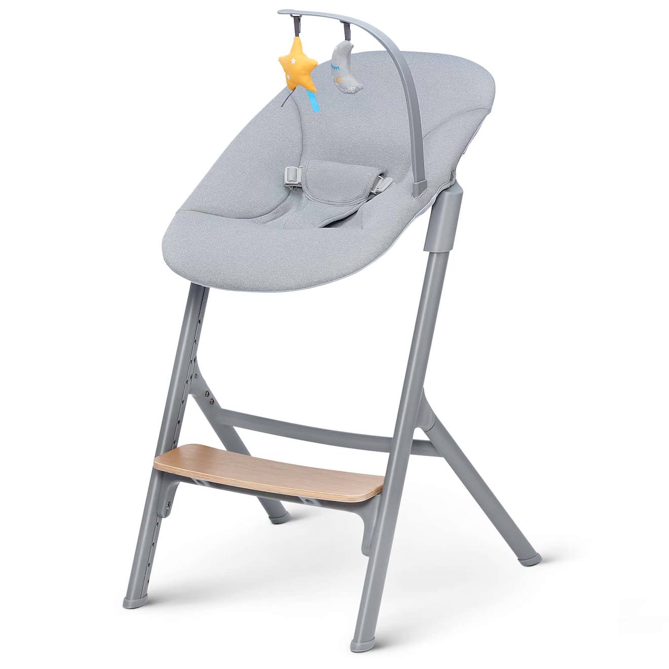 Chaise Haute 4 En 1 Avec Réglage De Hauteur Et Transat Gris (Kinderkraft) - Image 2
