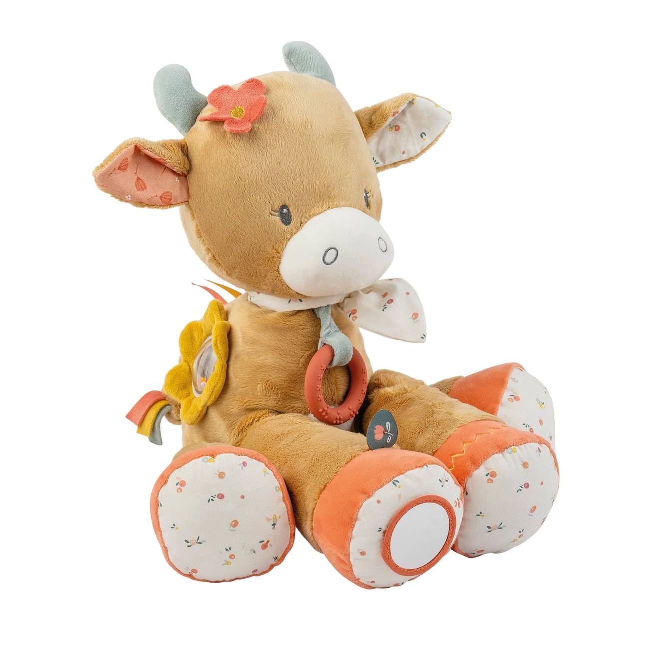Peluche D'activité Vache Mila 45 Cm Orange