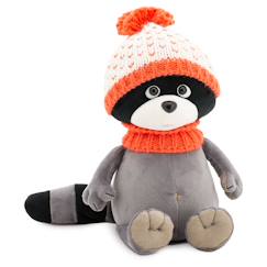 Jouet-Premier âge-Peluche raton laveur avec bonnet orange 15 cm