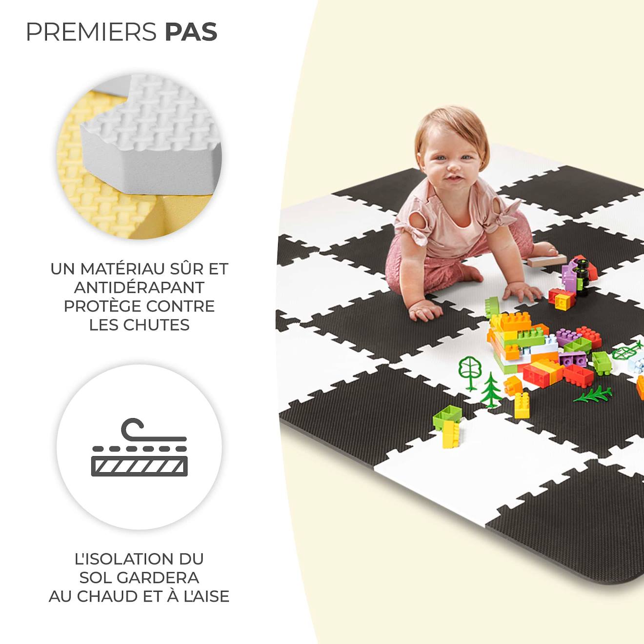 Tapis De Jeu Puzzle Pour Enfants - Mousse Douce Et Antidérapante Jaune (Kinderkraft) - Image 2