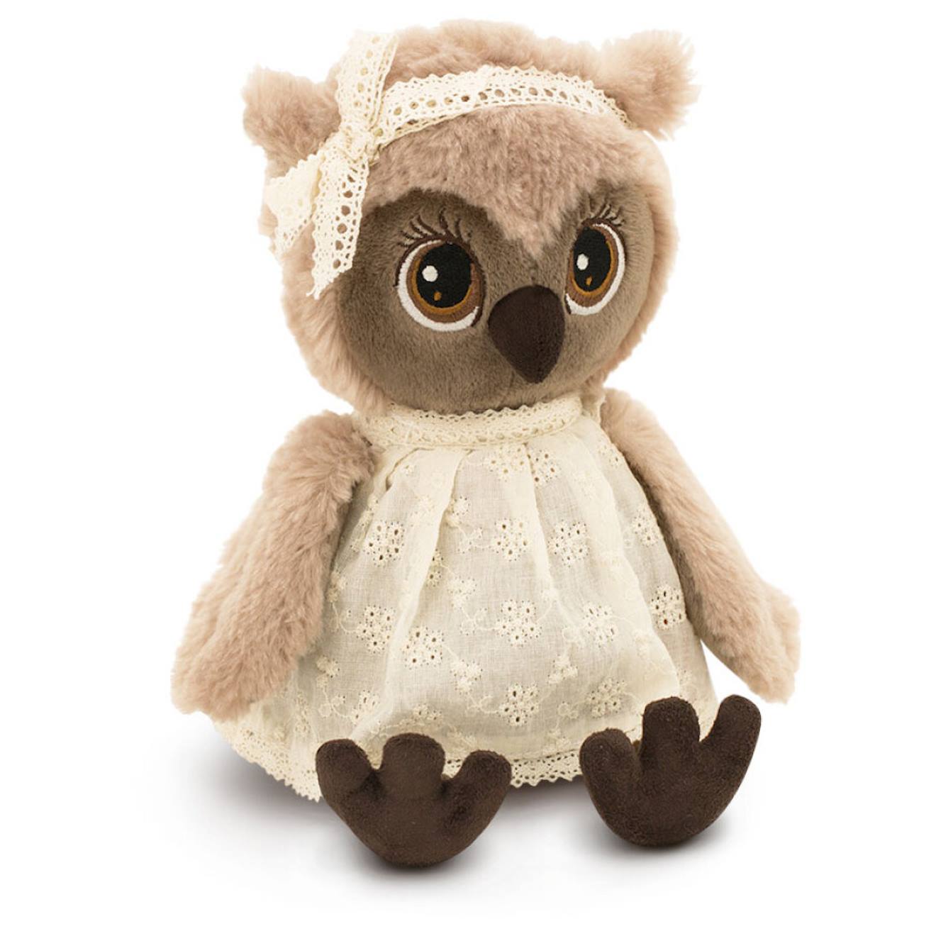 Peluche Hibou Avec Robe Et Ruban Pour Cheveux 25 Cm Brown