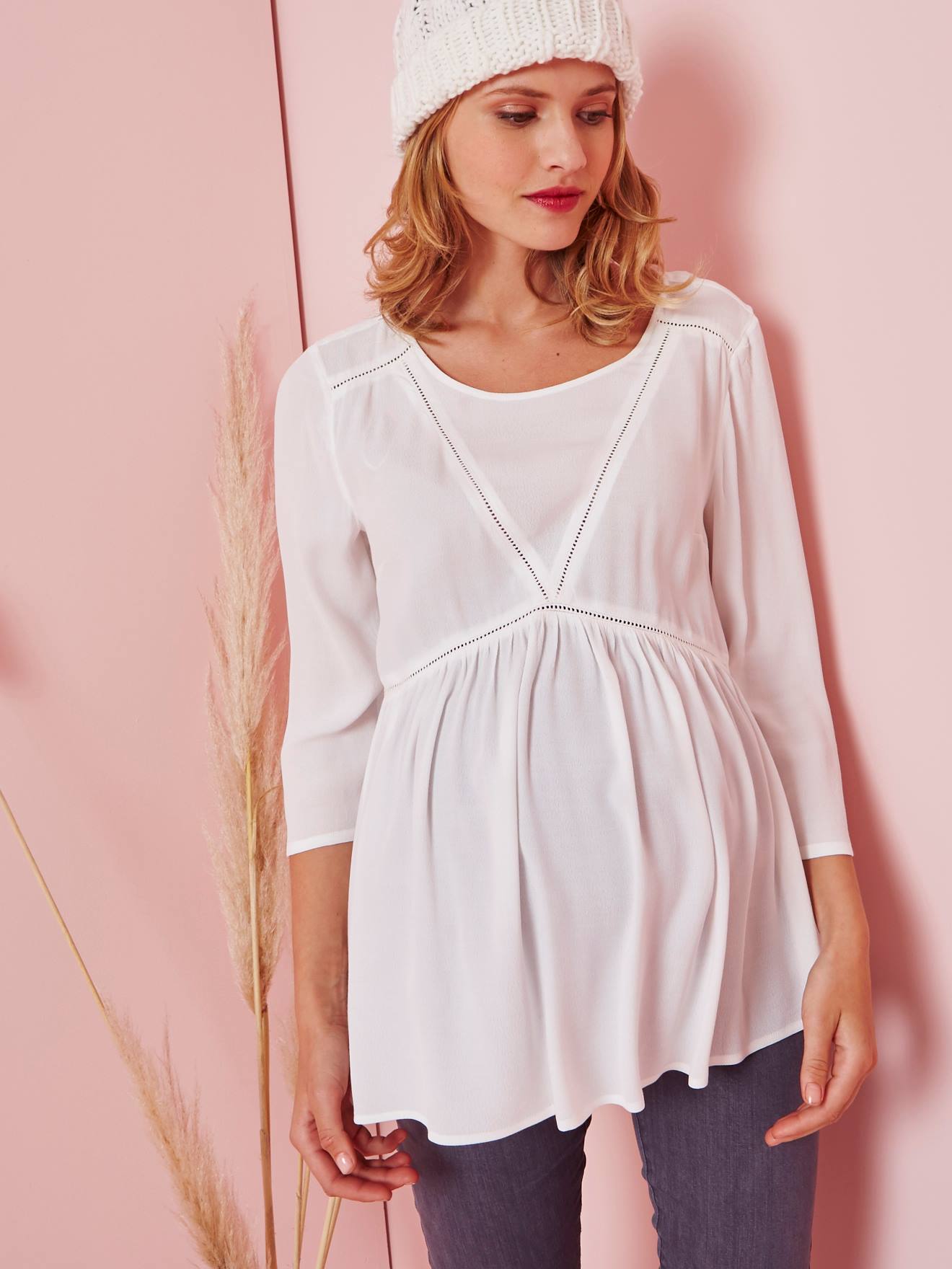 Blouse de grossesse manches 3/4 ivoire