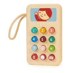 Jouet-Téléphone portable en bois ludique avec boutons colorés et poignée