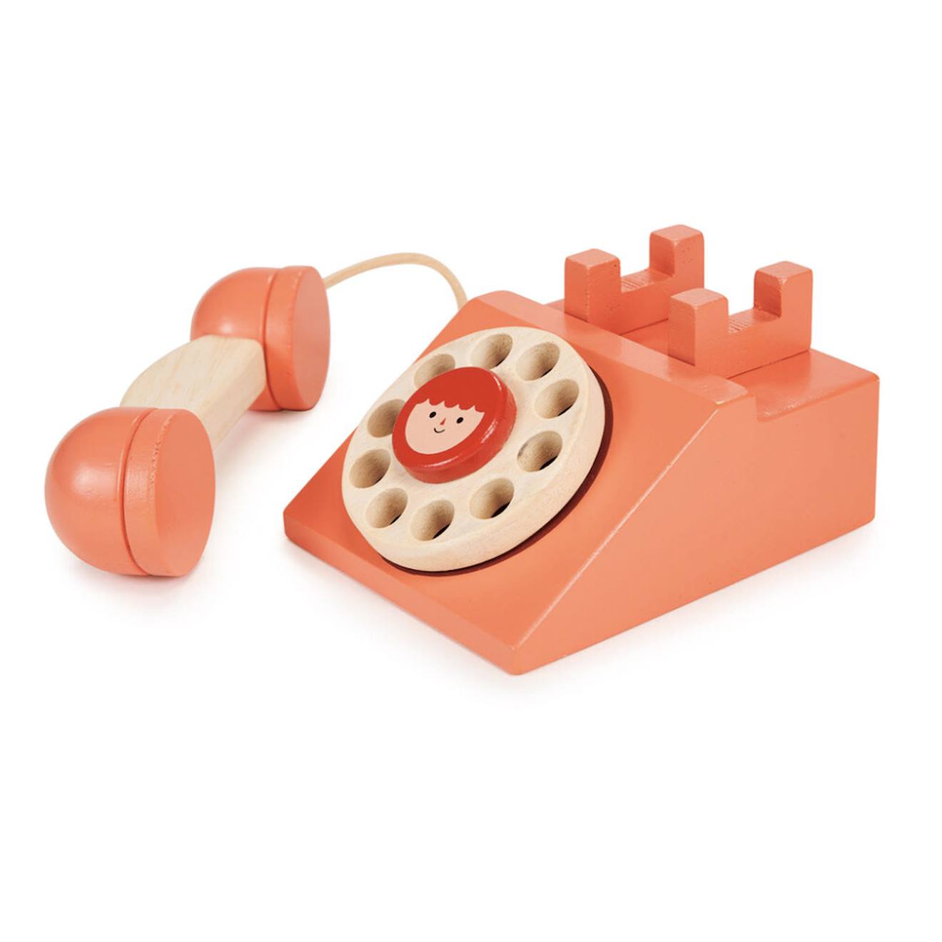 Jouet Téléphone En Bois Rétro Avec Combiné Et Cadran Rotatif Multicolore (Mentari) - Image 2