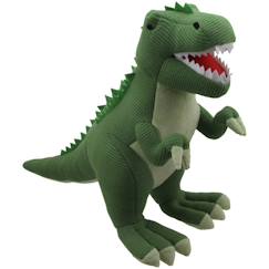 Jouet-Premier âge-Grande peluche T-rex vert- collection tricotés 44 cm
