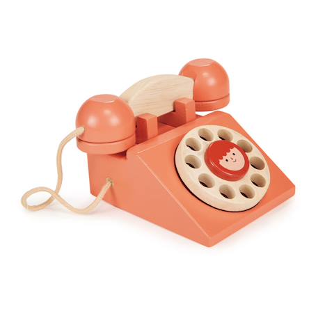 Mentari - Jouet Téléphone En Bois Rétro Avec Combiné Et Cadran Rotatif Multicolore