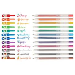 Jouet-Activités artistiques et musicales-Stylos gel pailletés et parfumés Yummy – Set de 12 couleurs fruitées