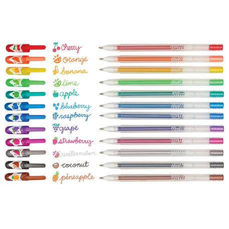 Stylos gel pailletés et parfumés Yummy – Set de 12 couleurs fruitées  - vertbaudet enfant