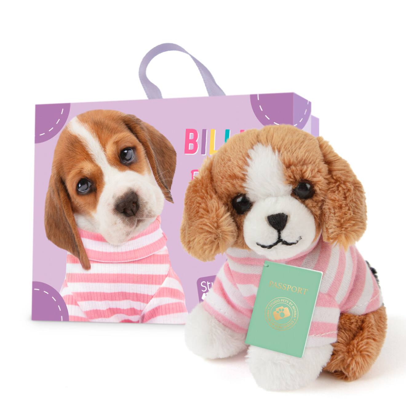 Peluche Chien Billie Le Beagle Avec Valise, Passeport Et Stickers – Mini Peluche 8 Cm Multicolor
