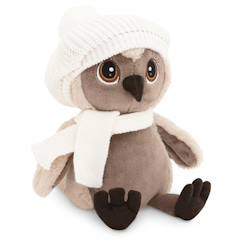 Jouet-Peluche hibou avec bonnet blanc et écharpe 20 cm