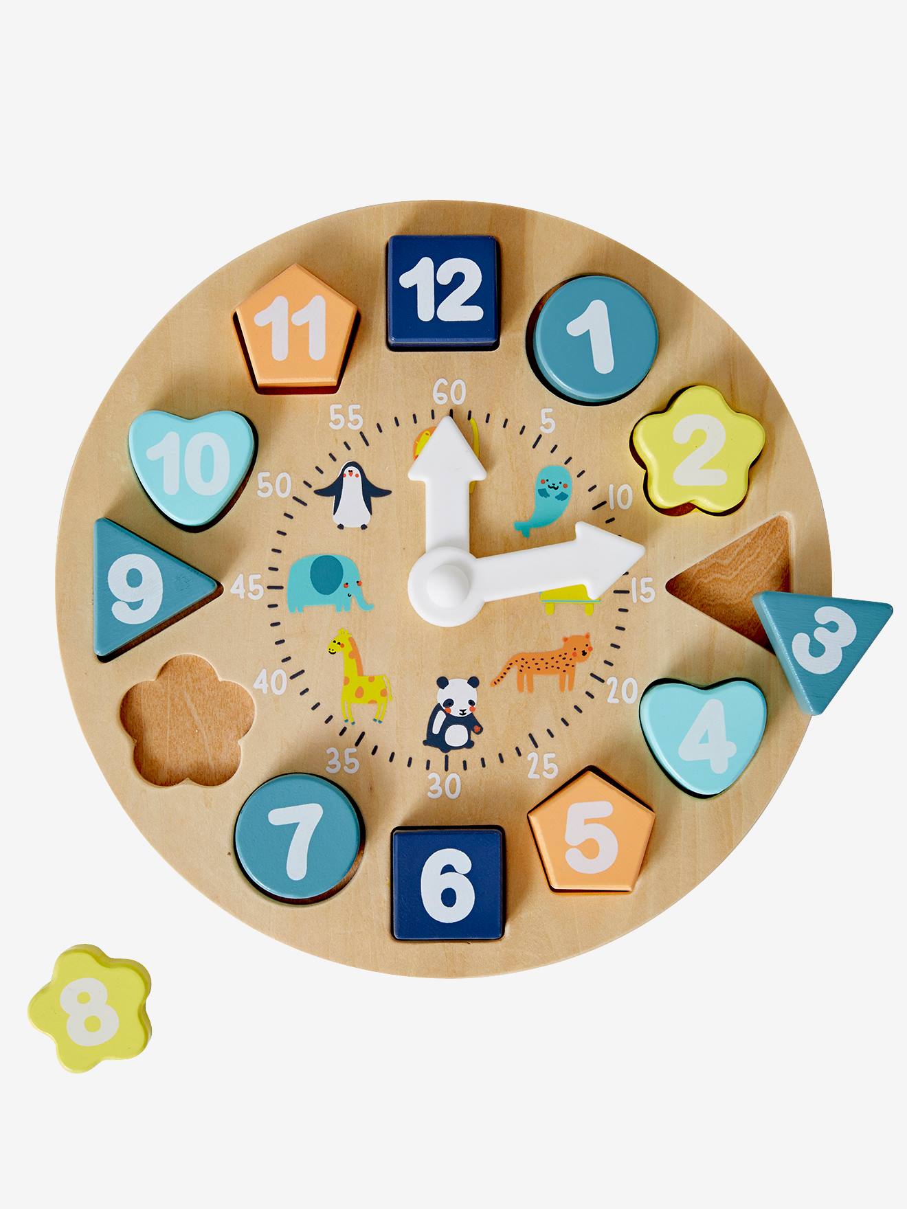 Horloge d'apprentissage en bois FSC® multicolore