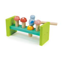 -Jeu de marteau en bois – Thème forêt avec crapauds et marteau oiseau bleu