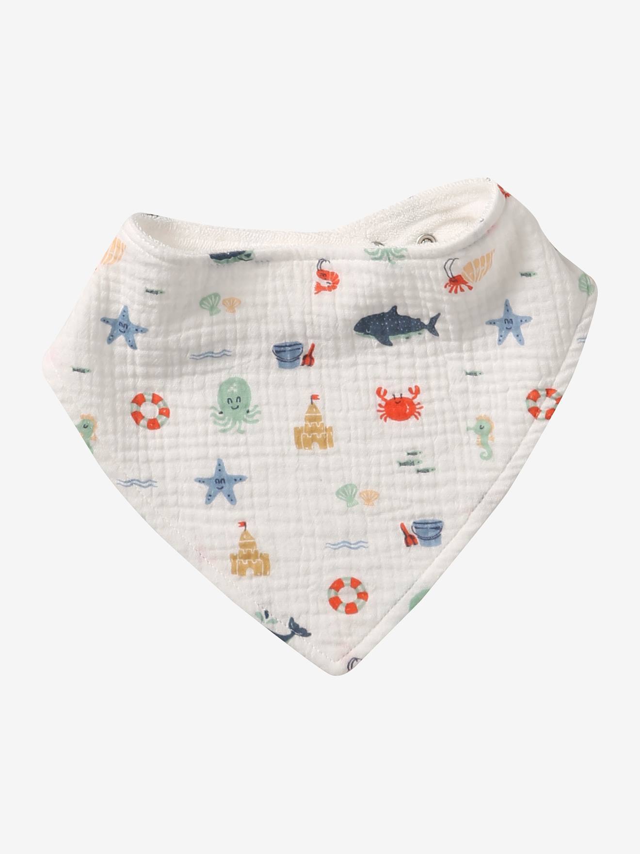 Lot 3 bavoirs bandanas en gaze de coton bord de mer (Vertbaudet) - Image 2