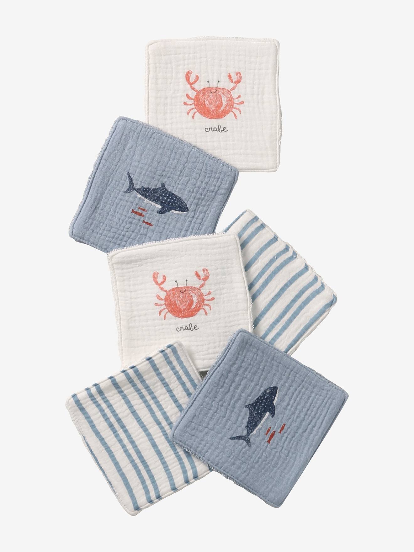 Lot de 6 lingettes lavables bord de mer