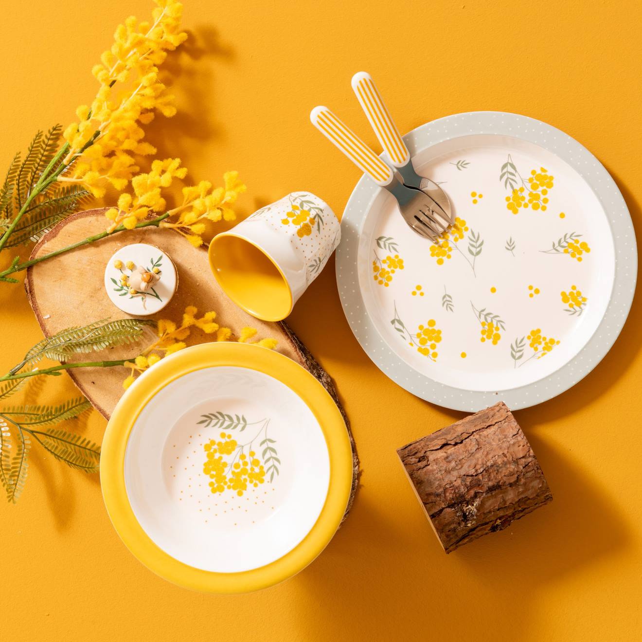 Coffret Repas Mimosa (5 Pièces) Jaune, Vert (Amadeus Les Petits) - Image 2