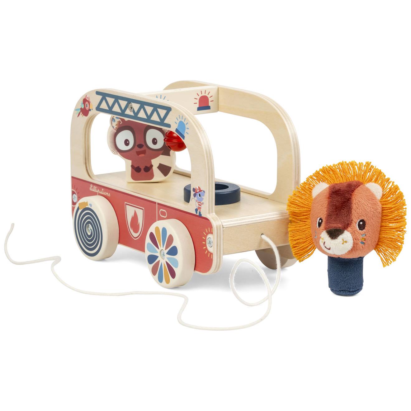 Camion De Pompier Orange, Bleu, Marron