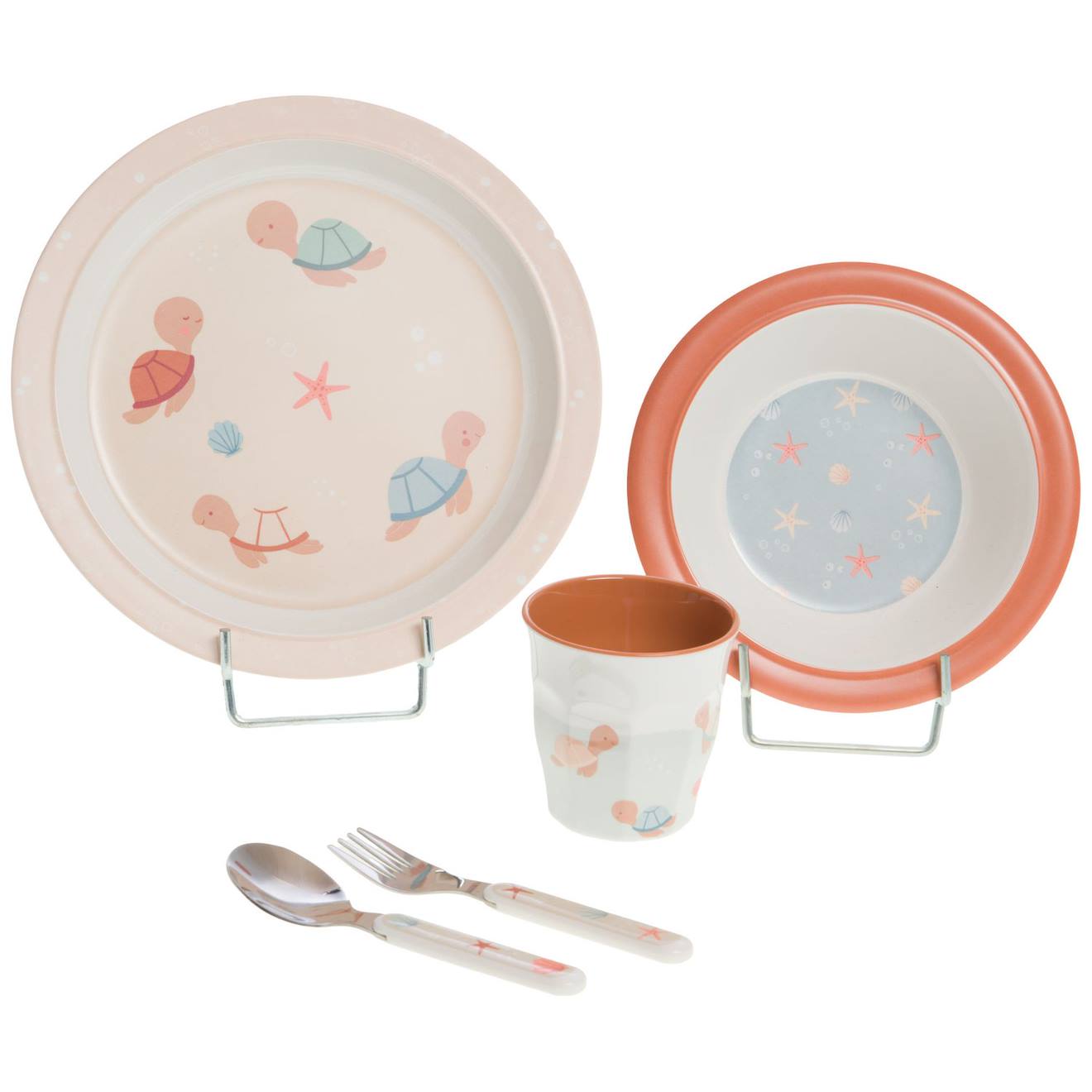 Coffret Repas Lulu La Tortue (5 Pièces) Rose, Bleu