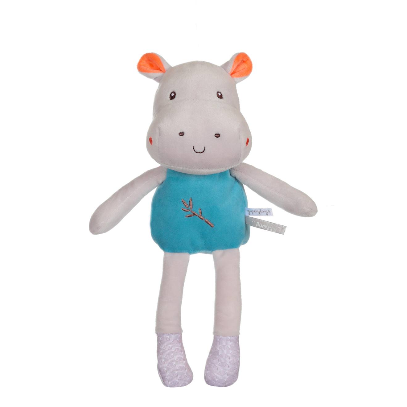 Peluche - Pantin Bamboo - Hippopotame - 24 Cm S/carte Gris