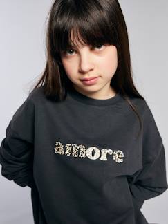 -Sweat fille oversize inscription léopard 