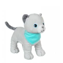 Jouet-Premier âge-Peluche - peluche chien fun kitties sonore, gris foulard turquoise - 17 cm