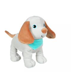 Jouet-Premier âge-Peluche - peluche chien fun puppies sonore, gris foulard turquoise - 17 cm