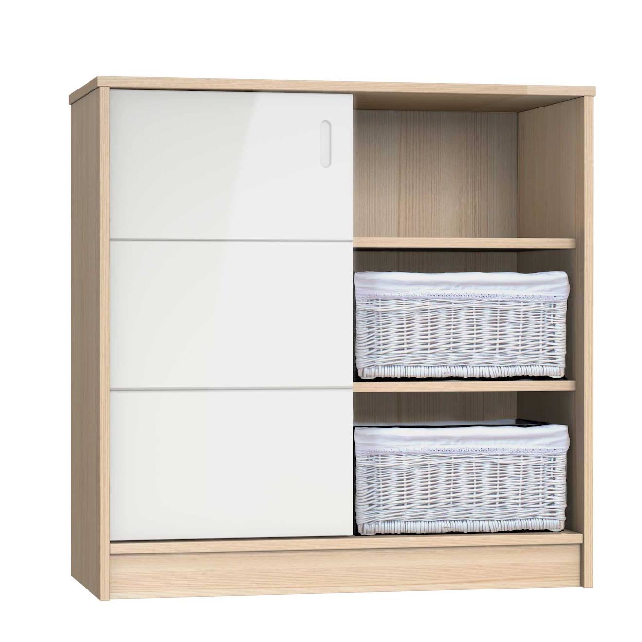 Commode Java 3 Niches Et 1 Porte Coulissante Blanc