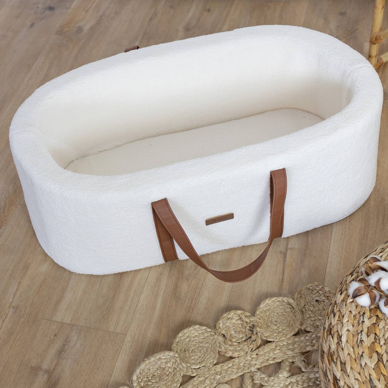 Couffin Sherpa Ultra-doux Pour Bébé Beige (Domiva) - Image 1