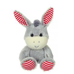 Jouet-Peluche - peluche les marinières - âne gris rayures rouges - 24 cm