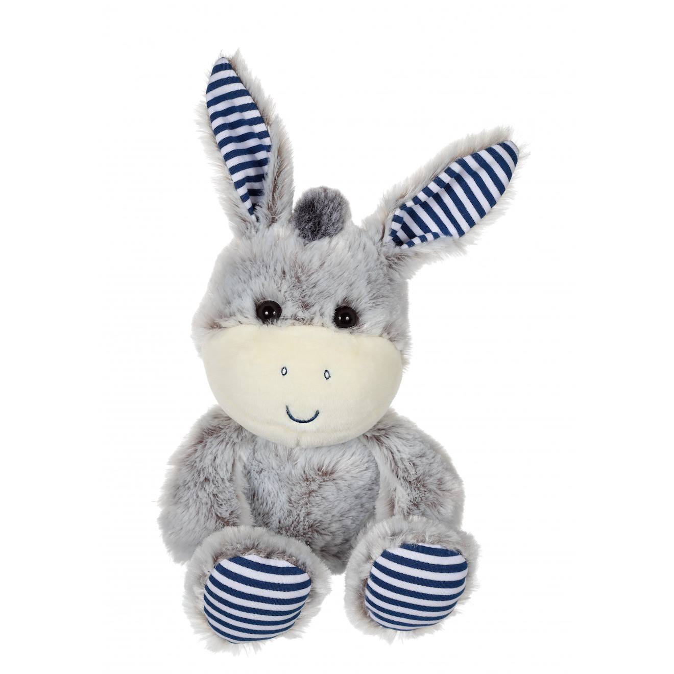Peluche - Peluche Les Marinières - Âne Gris Rayures Bleues - 24 Cm Bleu