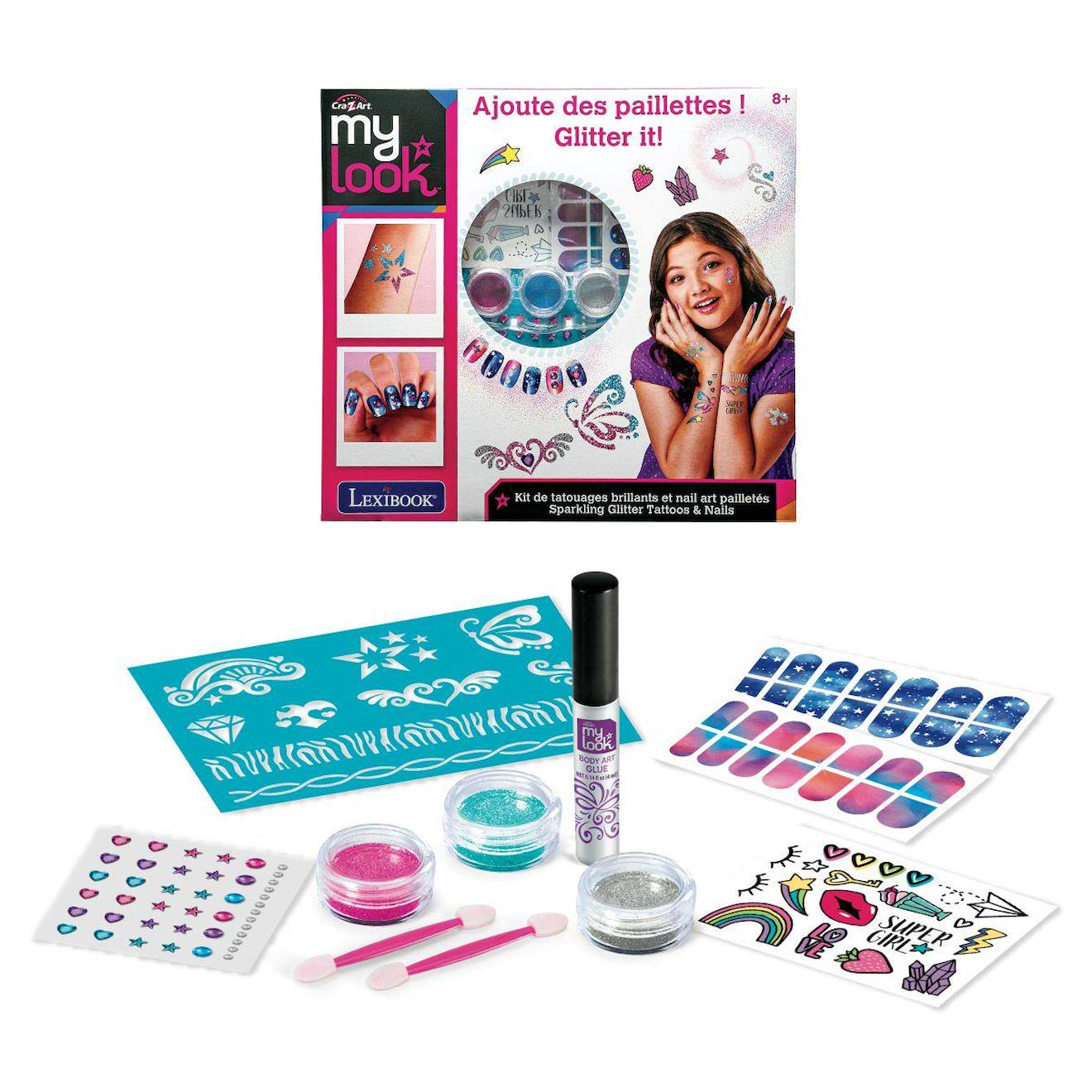 Kit De Tatouages Brillants Et Nail Art Pailletés Multicolore