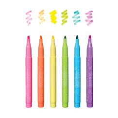 Jouet-Activités artistiques et musicales-Set de 6 surligneurs parfumés aux fruits – Couleurs pastel et pointe flexible