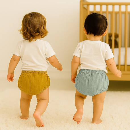 Bloomers en coton bio honey et vert Blanc et vichy+Rose et fraise+Vert et honey 14 - vertbaudet enfant 