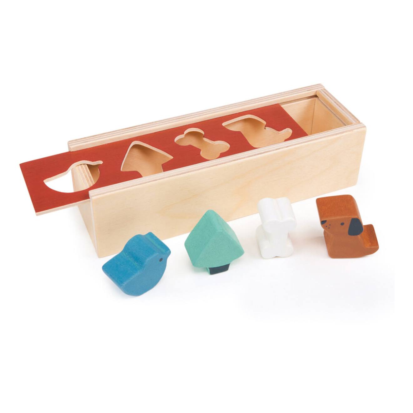Boîte De Tri En Bois Avec Formes Animaux – Oiseau, Arbre, Chien Multicolor