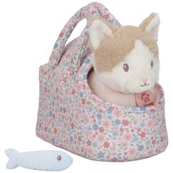 Jouet-Peluche chat dans sac de transport fleuri