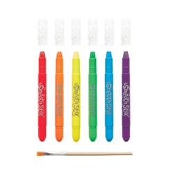 Jouet-Activités artistiques et musicales-Crayons de couleur en gel – 6 couleurs aquarellables avec pinceau inclus