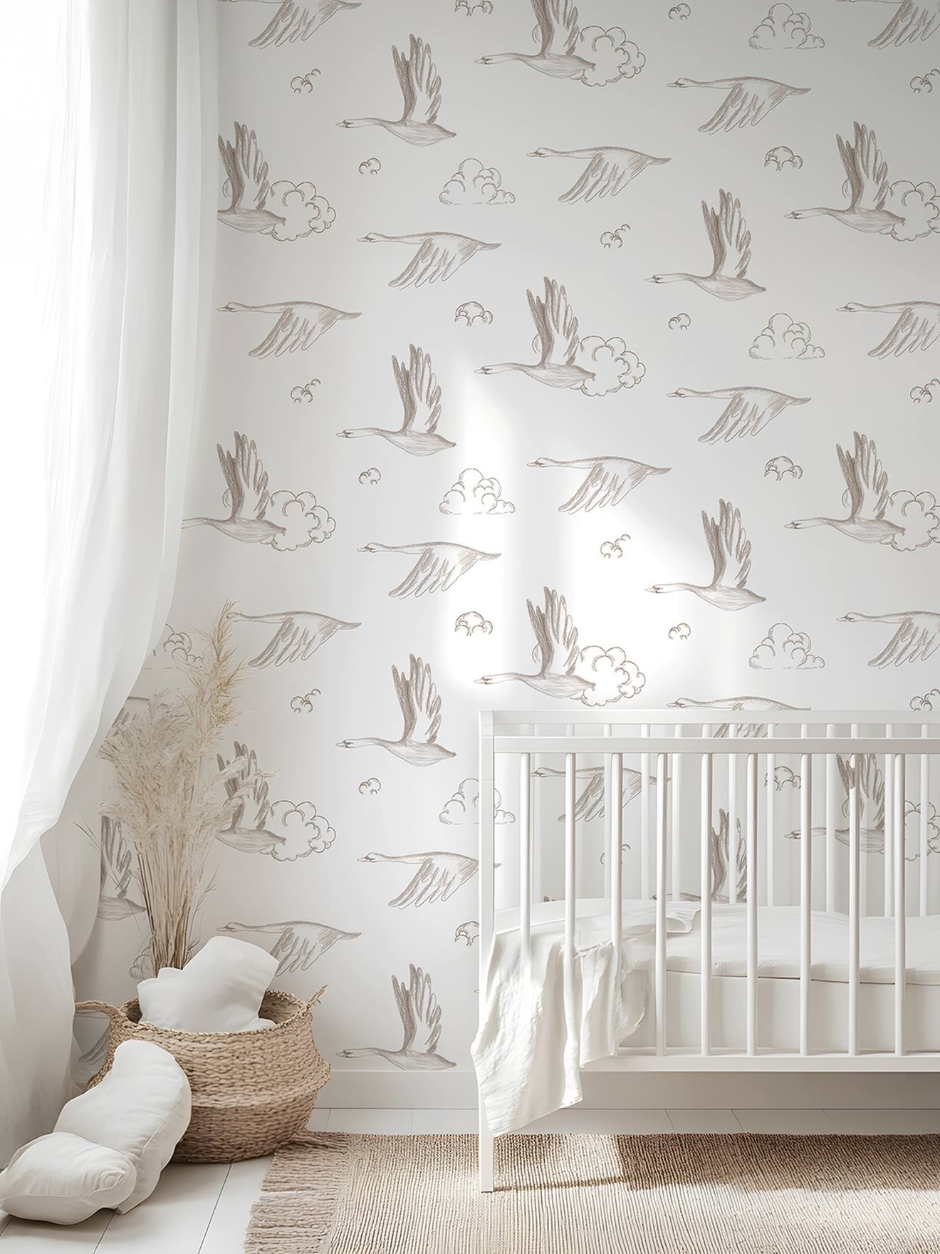 Papier peint SWANS blanc imprimé (Lilipinso) - Couverture